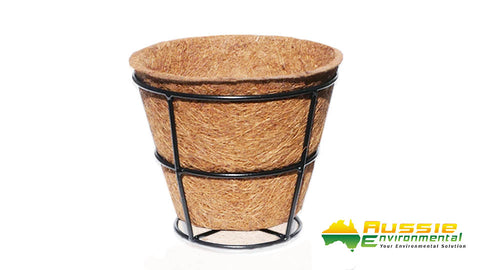 Coir Pot in Steel Holder (20cm) - 5 Pack