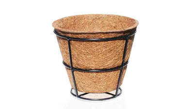 Coir Pot - with Steel Holder (20cm) - Single or 5 Pack