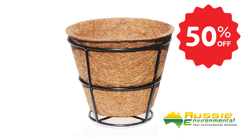 Coir Pot in Steel Holder (20cm) - 5 Pack